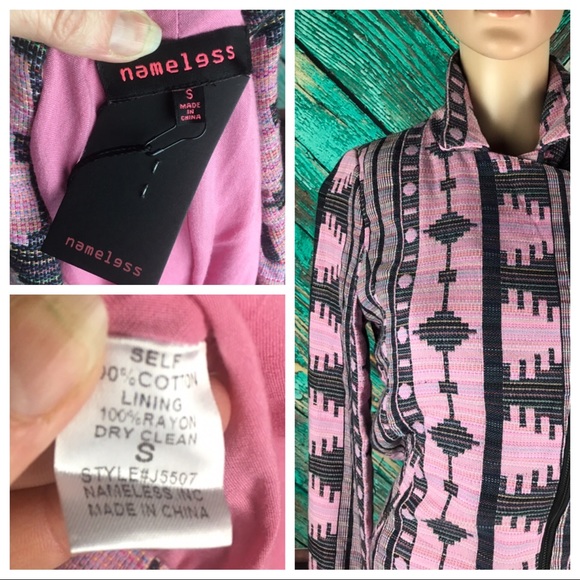 Nameless Brand Pink & Black Moto Jacket - Picture 4 of 6